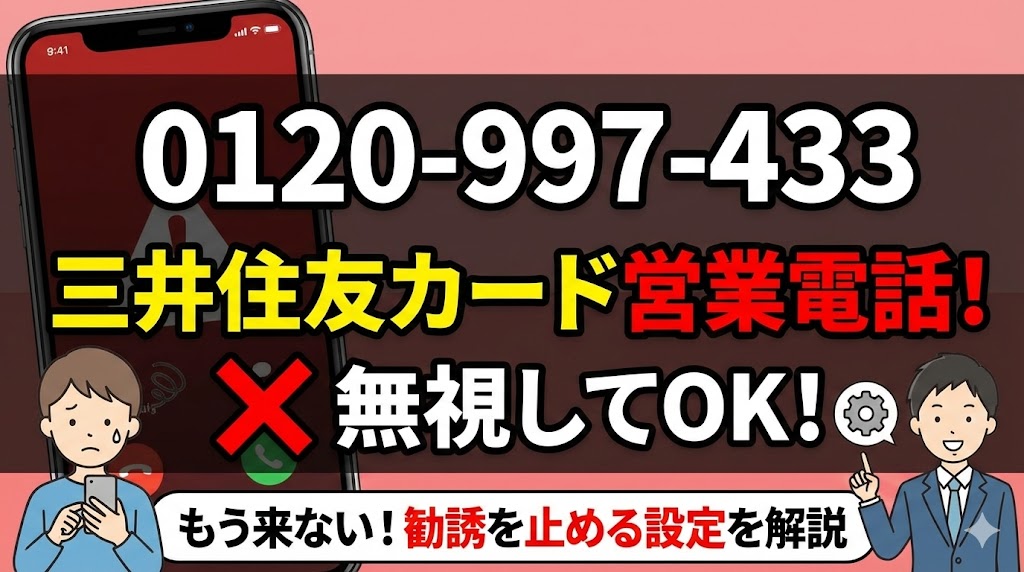 0120997433は三井住友カードの営業！無視してOKな理由と勧誘を止める設定を解説