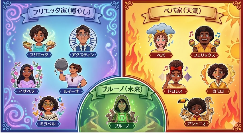 ミラベルと魔法だらけの家 家系図