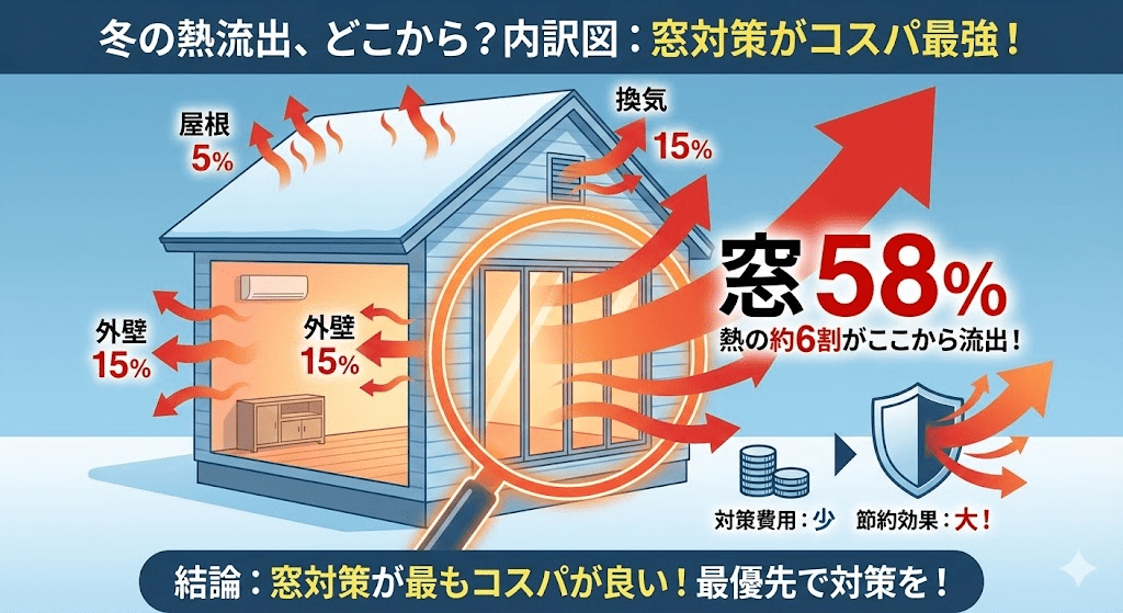 冬の熱流出の内訳図