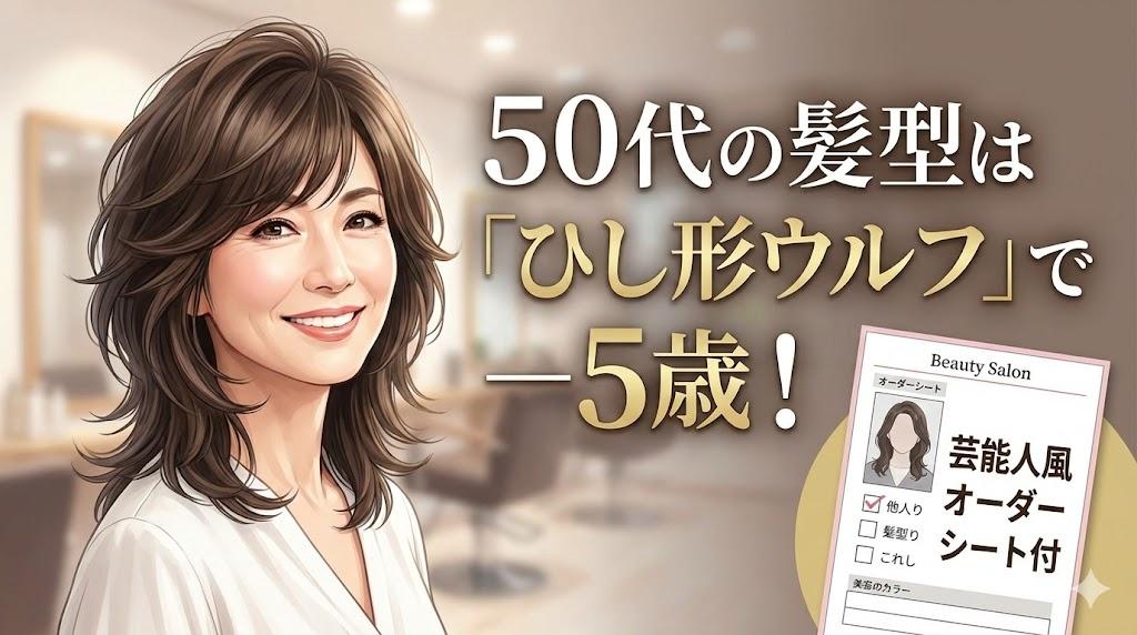 50代の髪型は「ひし形ウルフ」で－5歳！芸能人風オーダーシート付