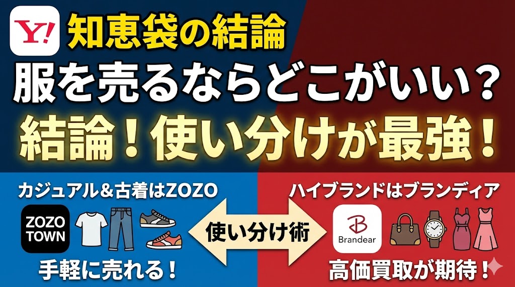 服を売るならどこがいい？知恵袋の結論「ZOZO×ブランディア」使い分け術