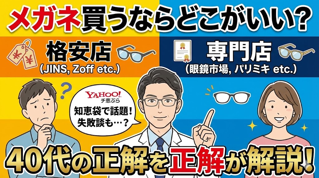 メガネ買うならどこがいい？知恵袋で話題の「格安店vs専門店」40代の正解をプロが解説