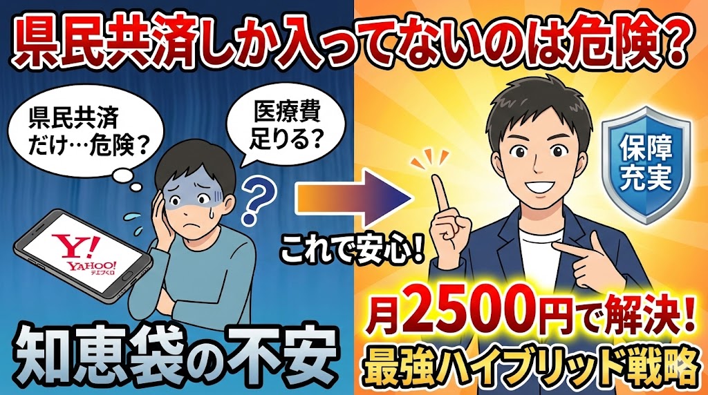 県民共済しか入ってないのは危険？知恵袋の不安を「月2500円」で解決するハイブリッド戦略