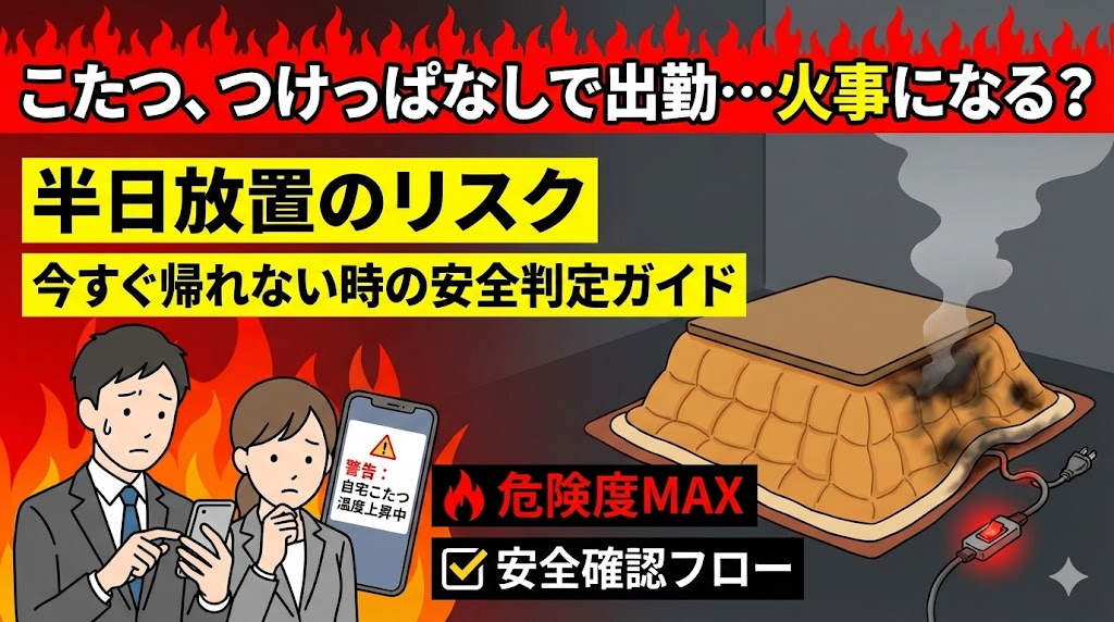 こたつをつけっぱなしで出勤…火事になる？半日放置のリスクと「今すぐ帰れない」時の安全判定ガイド