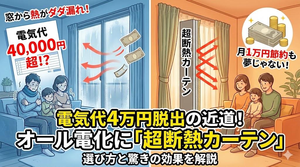 窓の断熱が電気代4万円脱出の近道？オール電化住宅に「超断熱カーテン」が必要な理由と選び方