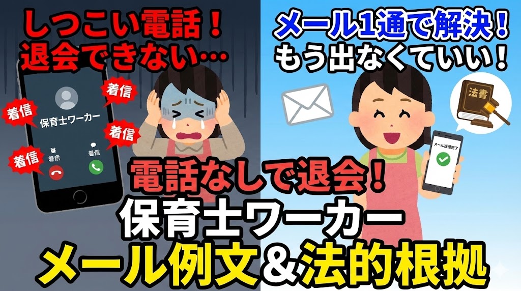 保育士ワーカーを電話なしで退会する方法｜メール例文と「もう電話に出なくていい」法的根拠